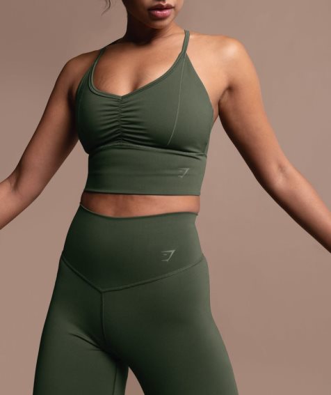 Women's Gymshark Elevate Longline Sports Bra Olive | CA 85D760